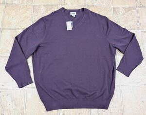 New HB men sz 2XLT knit Sweater purple v-neck thin stretchy long sleeves 1852